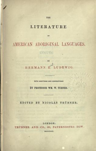 Cover for literature of American aboriginal languages