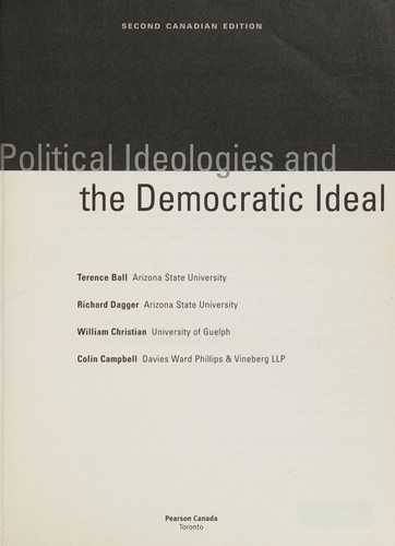 Cover for Political ideologies and the democratic ideal
