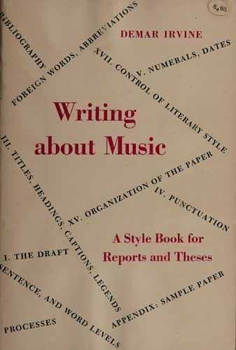 Cover for Writing about music