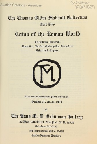 Cover for The Thomas Ollive Mabbott collection