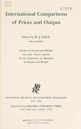 Cover for International comparisons of prices and output