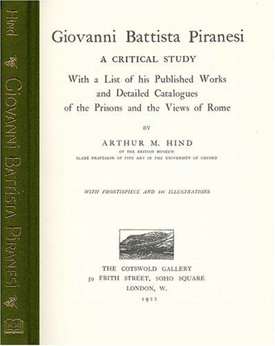 Cover for Giovanni Battista Piranesi, a Critical Study