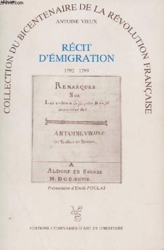 Cover for Récit d'émigration