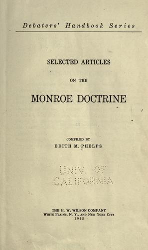 Cover for Selected articles on the Monroe doctrine