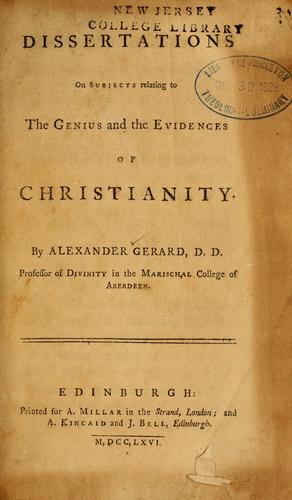 Cover for Dissertations on subjects relating to the genius and the evidences of Christianity.