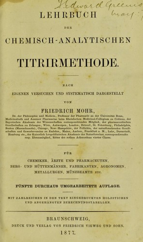 Cover for Lehrbuch der chemisch-analytischen Titrirmethode