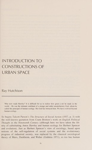 Cover for Constructions of urban space