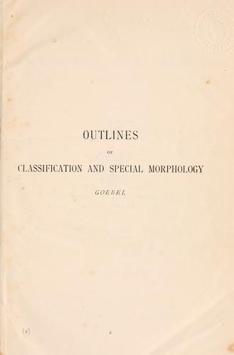 Cover for Outlines of classification and special morphology of plants