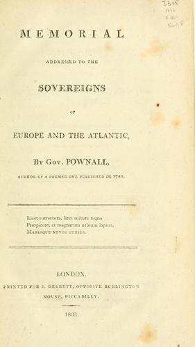 Cover for Memorial addressed to the sovereigns of Europe and the Atlantic