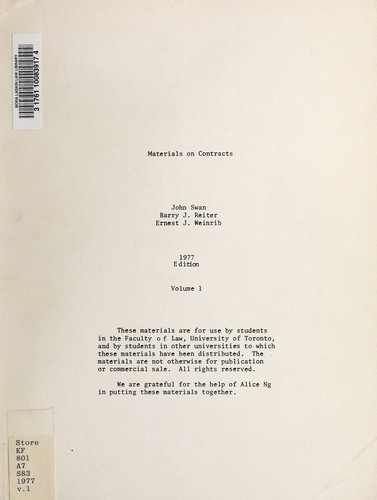 Cover for Materials on contracts