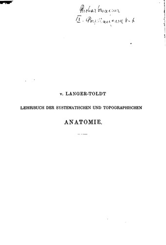 Cover for Lehrbuch der systematischen und topographischen Anatomie