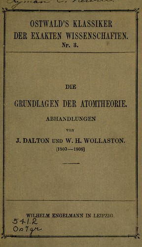 Cover for Die Grundlagen der Atomtheorie