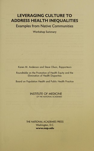 Cover for Leveraging Culture to Address Health Inequalities : Examples from Native Communities