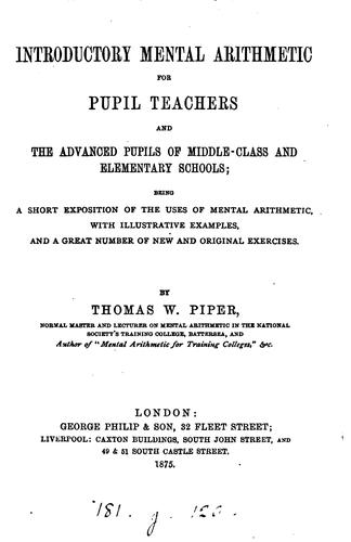 Cover for Introductory mental arithmetic