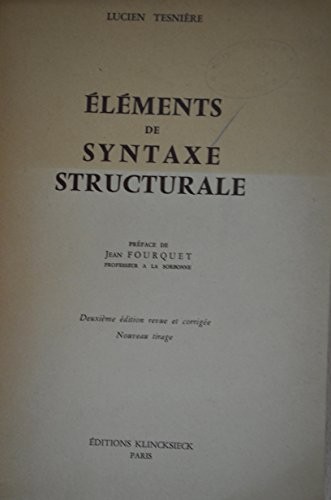 Cover for Éléments de syntaxe structurale.