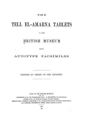 Cover for The Tell el-Amarna tablets in the British Museum with autotype facsimiles