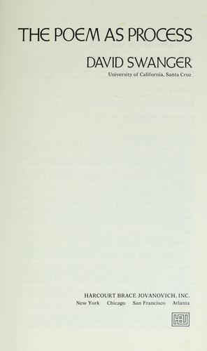 Cover for The poem as process.