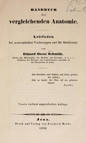 Cover for Handbuch der vergleichenden Anatomie.