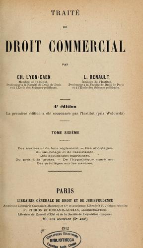 Cover for Traité de droit commercial