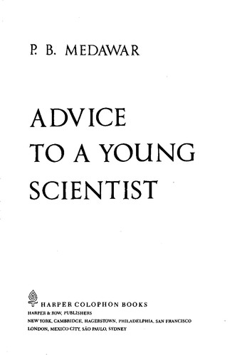 Cover for Advice to a young scientist