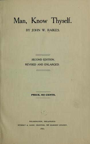 Cover for Man, know thyself ...