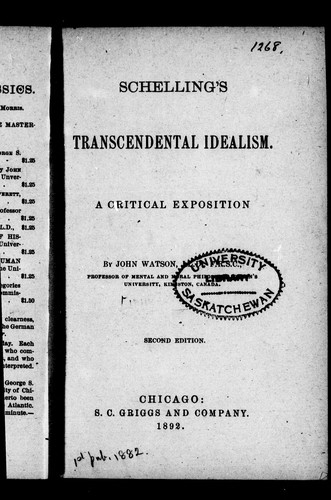 Cover for Schelling's transcendental idealism