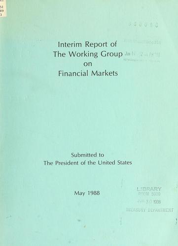 Cover for Interim report of the Working Group on Financial Markets