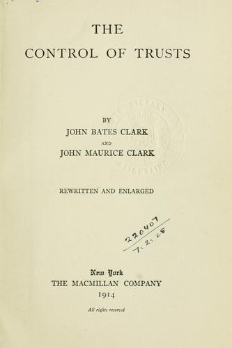 Cover for The control of trusts