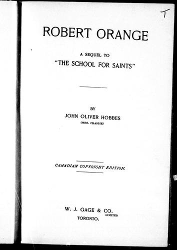 Cover for Robert Orange, a sequel to "The school for saints"