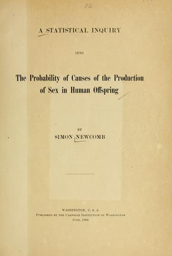 Cover for A statistical inquiry into the probability of causes of the production of sex in human offspring