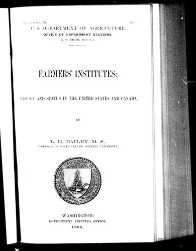 Cover for Farmers' institutes