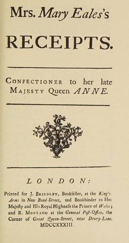 Cover for Mrs. Mary Eales' Receipts