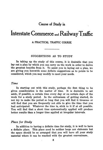 Cover for Interstate commerce and railway traffic course ....