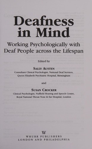 Cover for Deafness in mind