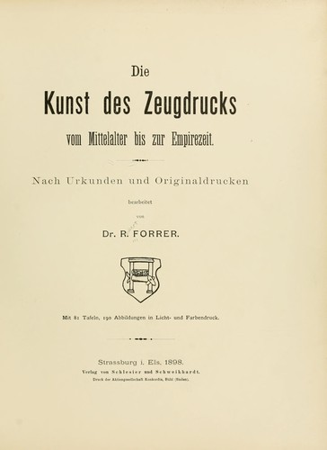 Cover for Die Kunst des Zeugdrucks vom Mittelalter bis zur Empirezeit