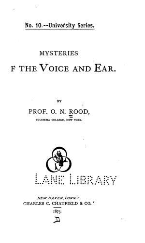 Cover for Mysteries of the Voice and Ear