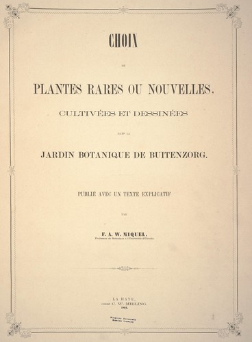Cover for Choix de plantes rares ou nouvelles, cultivées et dessinées dans le jardin botanique de Buitenzorg