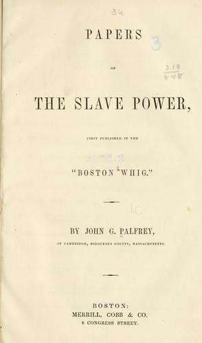 Cover for Papers on the slave power