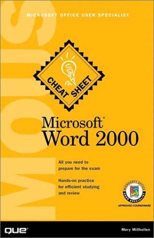 Cover for Microsoft Word 2000 MOUS cheat sheet