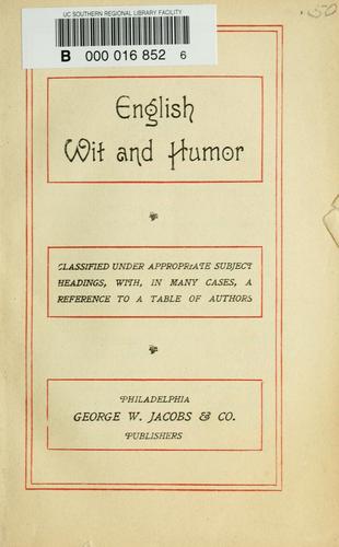 Cover for English wit and humor