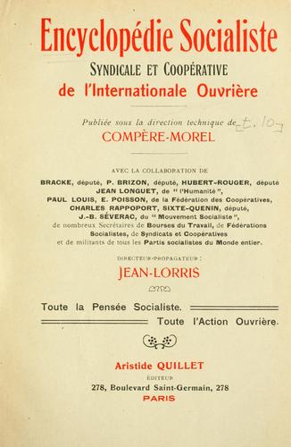 Cover for Encyclopédie socialiste, syndicale et coopérative de l'Internationale ouvrière