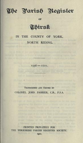 Cover for The Parish Register of Thirsk 1556-1721
