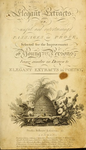 Cover for Elegant extracts, or, Useful and entertaining passages in prose, selected for the improvement of young persons, being similar in design to Elegant extracts in poetry