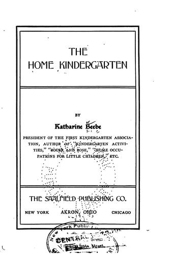 Cover for The home kindergarten