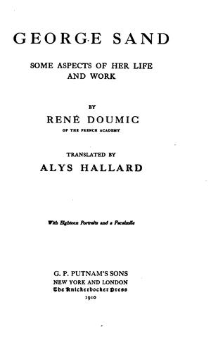 Cover for George Sand; some aspects of her life and work