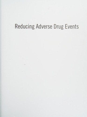 Cover for Reducing adverse drug events