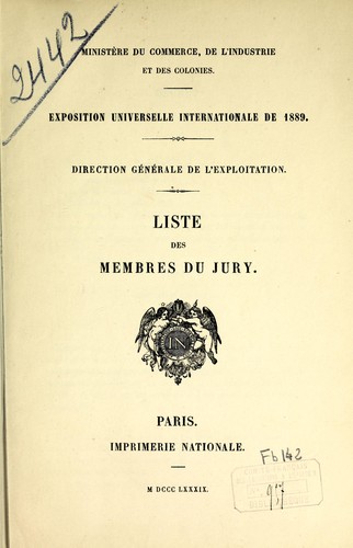 Cover for Liste des membres du jury