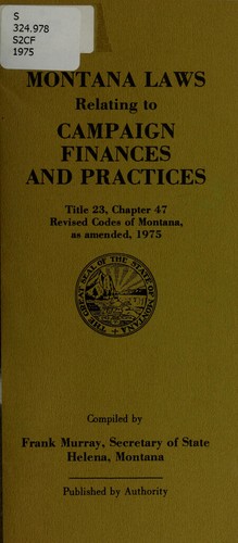 Cover for Montana laws relating to campaign finances and practices