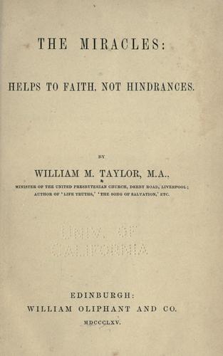 Cover for Miracles; helps to faith, not hindrances