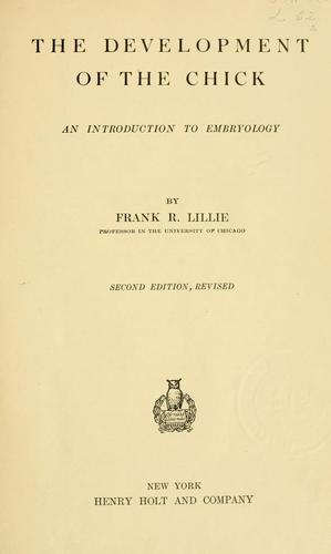 Cover for The development of the chick
